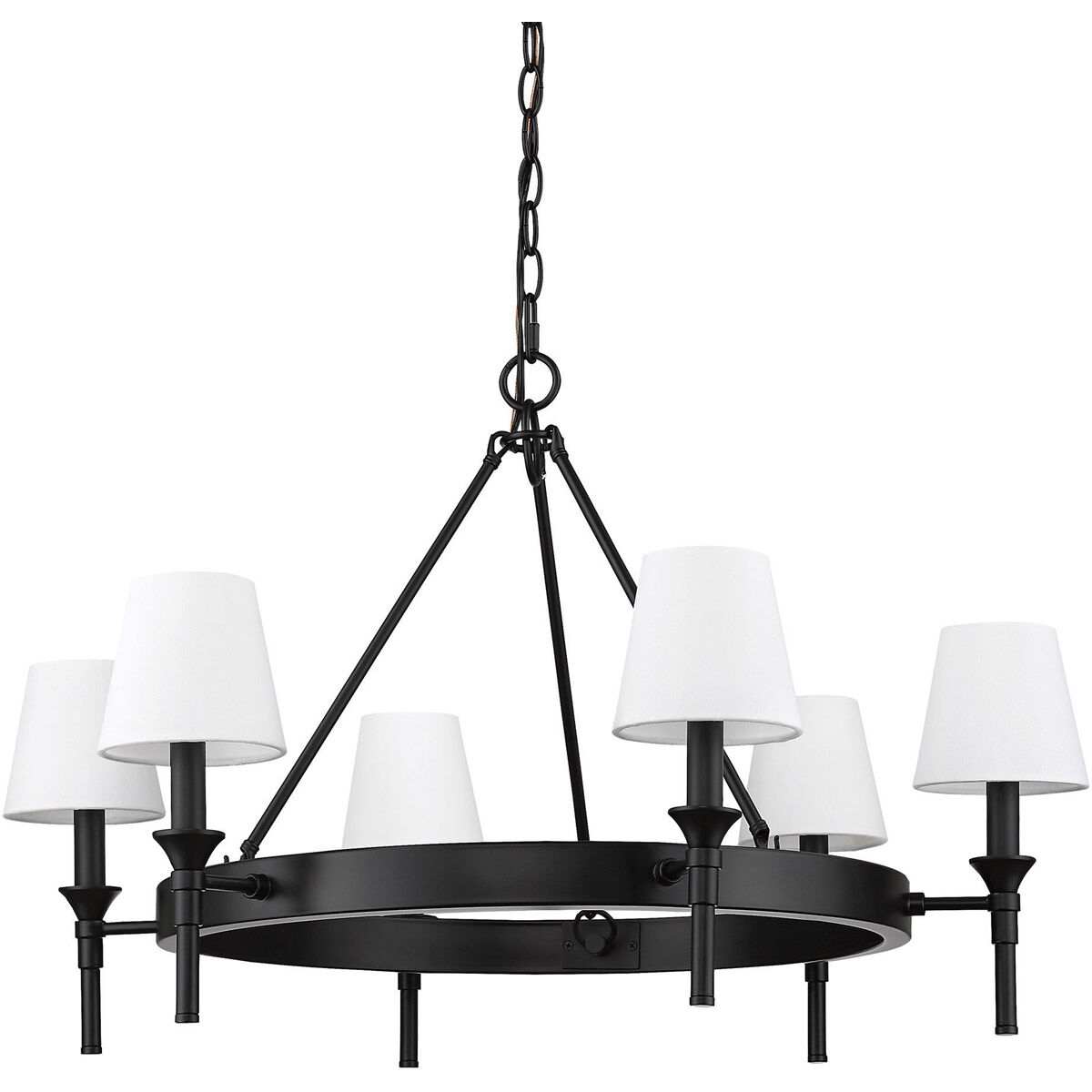 Golden Lighting 1020 6 BLK MWS Cerchi 6 Light 30 inch Matte Black Chandelier Ceiling Light